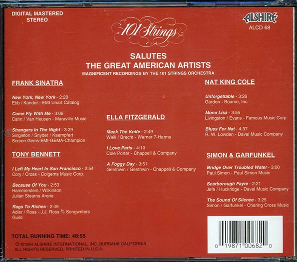 101 Strings - Salutes The Great American Aritists Volume 1
