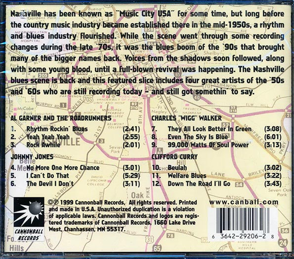 Al Garner & The Roadrunners, Johnny Jones, Charles Walker, Clifford Curry, Etc. - Blues Across America: The Nashville Scene (marked/ltd stock)