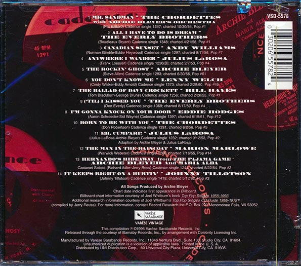 Andy Williams, The Chordettes, The Everly Brothers, Etc. - The History Of Cadence Volume 1 (marked/ltd stock)