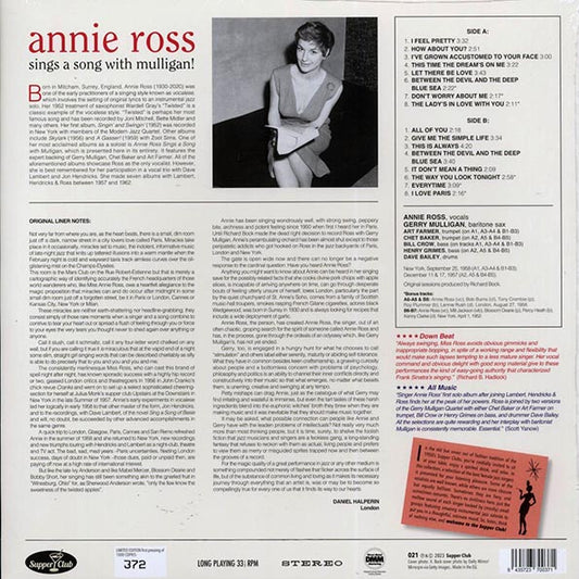 Annie Ross - Sings A Song With Mulligan! (+6 bonus tracks) (ltd. ed.) (180g)