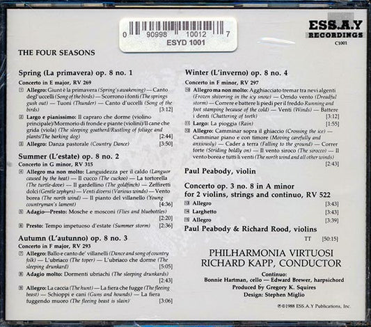 Antonio Vivaldi, Paul Peabody, Richard Kapp, Philharmonic Virtuosi - The Four Seasons