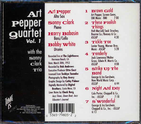 Art Pepper Quartet - Art Pepper Quartet Volume 1 With Sonny Clark Trio (remastered)
