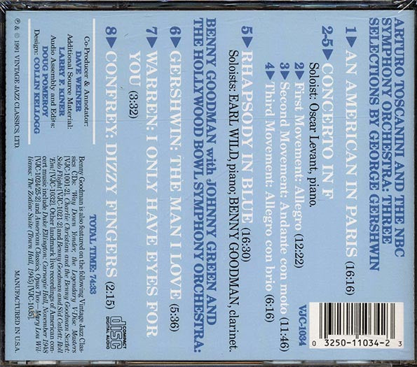 Arturo Toscanini, Benny Goodman, Johnny Green, George Gershwin - Rhapsody In Blue; An American In Paris Concerto In F