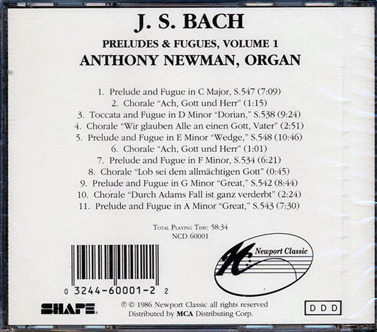 Bach, Anthony Newman - Preludes & Fugues For Organ Volume 1