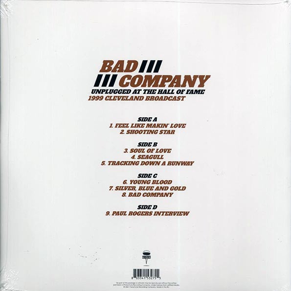 Bad Company - Unplugged At The Hall Of Fame: 1999 Cleveland Broadcast (2xLP)