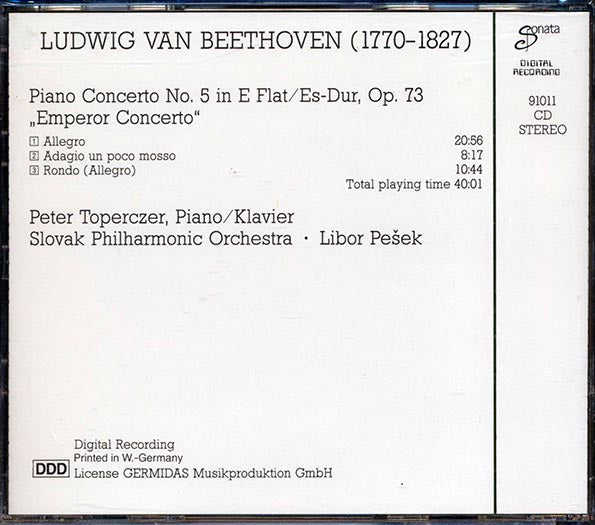 Beethoven - Piano Concerto No. 5 Emperor Concerto: Sloval Philharmonic Orchestra, Libor Pesek