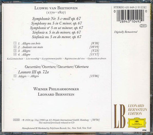 Beethoven - Symphony No. 5, Leonore Overture No. 3: Vienna Philharmonic Orchestra