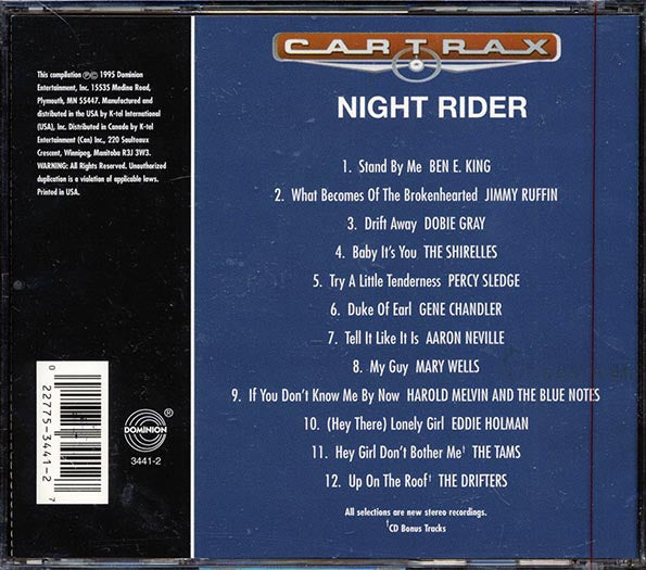 Ben E King, Mary Wells, Dobie Gray, The Drifters, Etc. - Car Trax: Night Rider