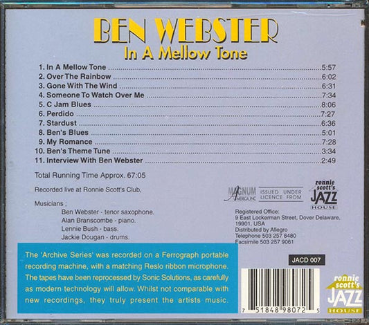 Ben Webster - In A Mellow Tone: Recorded Live At Ronnie Scott's Club (marked/ltd stock)