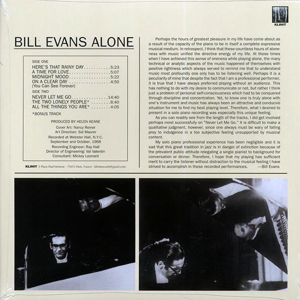 Bill Evans - Alone (+2 bonus tracks) (white vinyl)
