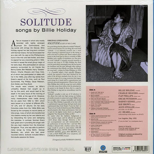 Billie Holiday - Solitude (+bonus track) (ltd. ed.) (180g) (blue vinyl)