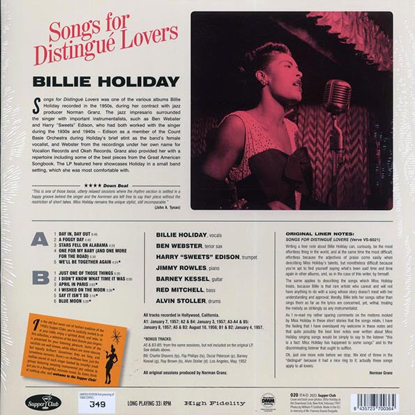 Billie Holiday - Songs For Distingue Lovers (+5 bonus tracks) (ltd. ed.) (180g)