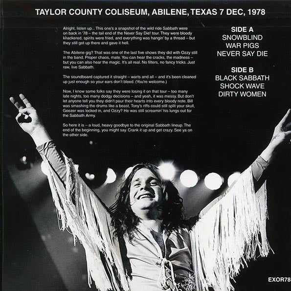Black Sabbath - The Exorcist: Taylor County Coliseum, Texas, December 7, 1978