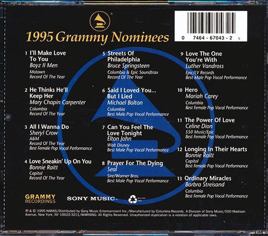 Boyz II Men, Elton John, Mariah Carey, Celine Dion, Bruce Springsteen, Etc. - 1995 Grammy Nominees