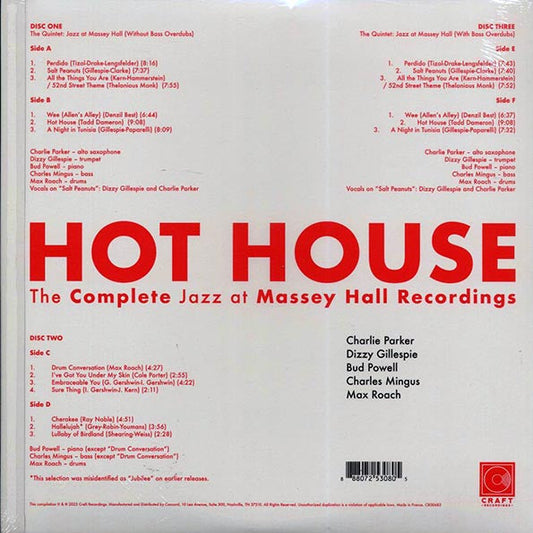 Charlie Parker, Dizzy Gillespie, Bud Powell, Charles Mingus, Max Roach - Hot House: The Complete Jazz At Massey Hall Recordings (Live 1953) (ltd. ed.) (3xLP) (box set) (180g)