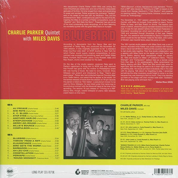 Charlie Parker Quintet, Miles Davis - Bluebird (ltd. ed.) (180g) (blue vinyl)