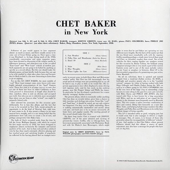Chet Baker - In New York (ltd. 500 copies made) (clear vinyl)
