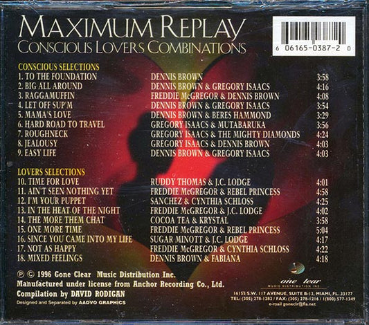 Cocoa Tea, Gregory Isaacs, Dennis Brown, Freddie McGregor, Etc. - Maximum Replay Conscious Lovers Combinations CD