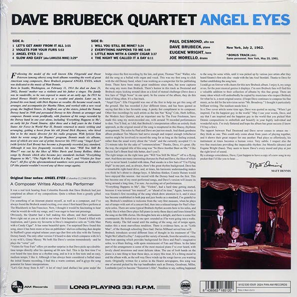 Dave Brubeck Quartet - Angel Eyes (+2 bonus tracks) (ltd. ed.) (180g)