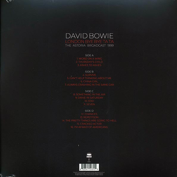 David Bowie - London Bye Bye Ta Ta: The Astoria Broadcast 1999 (ltd. ed.) (2xLP) (clear vinyl)