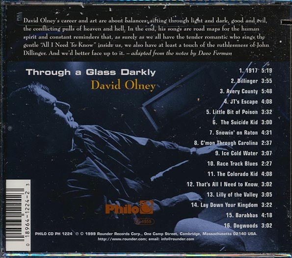 David Olney - Through A Glass Darkly (marked/ltd stock)