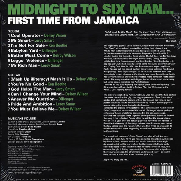 Dillinger, Delroy Wilson, Ken Boothe, Leroy Smart, Etc. - Midnight To Six Man: First Time From Jamaica (180g)