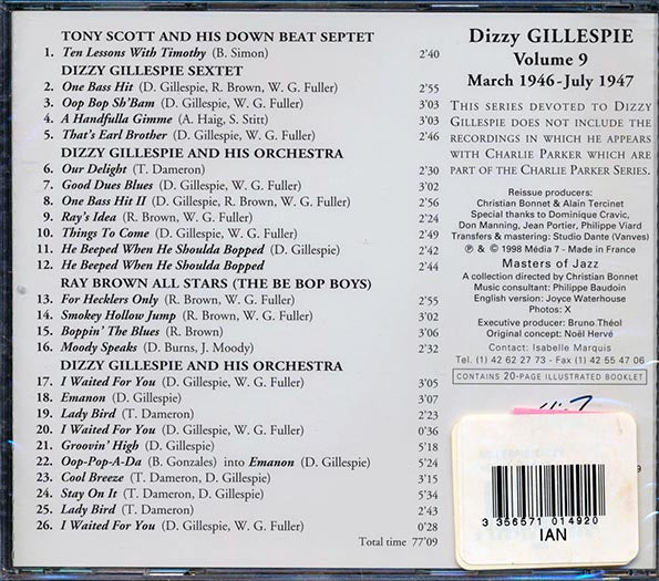 Dizzy Gillespie - Complementary Works Volume 9: 1946-1947