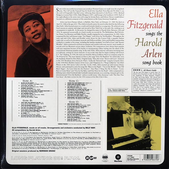 Ella Fitzgerald - Sings The Harold Arlen Song Book (26 tracks) (+2 bonus tracks) (DMM) (ltd. ed.) (2xLP) (180g) (High-Def VV) (remastered)