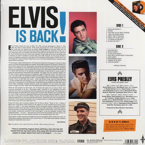 Elvis Presley - Elvis Is Back! (+4 bonus tracks) (180g) (incl. a bonus 45rpm vinyl)