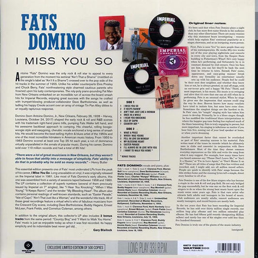 Fats Domino - I Miss You So (+2 bonus tracks) (180g)