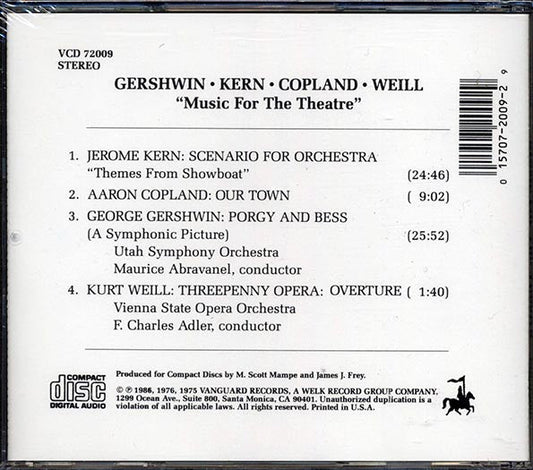 Gershwin, Kern, Copland, Etc. - Music For The Theatre