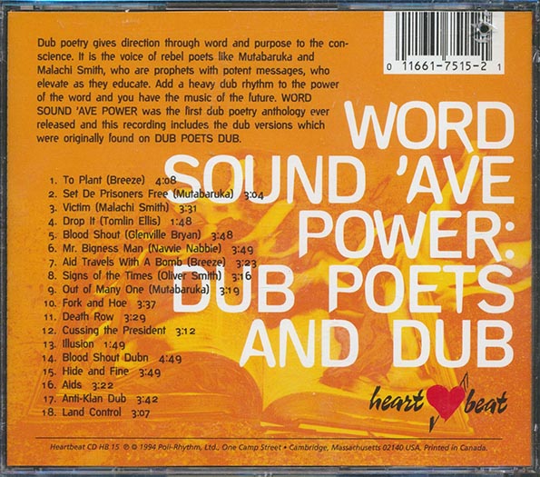 High Times Players, Mutabaruka, Breeze, Malachi Smith, Etc. - Word Soun 'Ave Power + Dub Poets & Dub (2 albums on 1 CD) (marked/ltd stock)