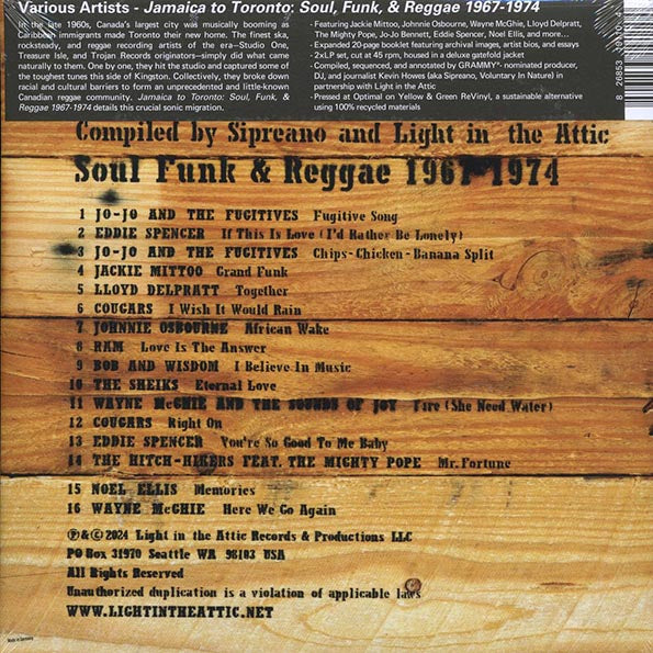 Jackie Mittoo, Johnny Osbourne, Noel Ellis, Cougars, Etc. - Jamaica To Toronto: Soul Funk & Reggae 1967-1974 (RSD 2024) (ltd. ed.) (2xLP) (yellow/green marbled vinyl)