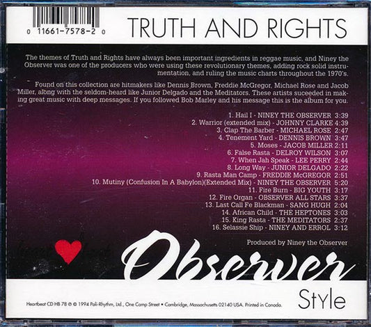 Jacob Miller, Lee Perry, Johnny Clarke, The Meditations, Etc. - Truth & Rights Observer Style (marked/ltd stock)