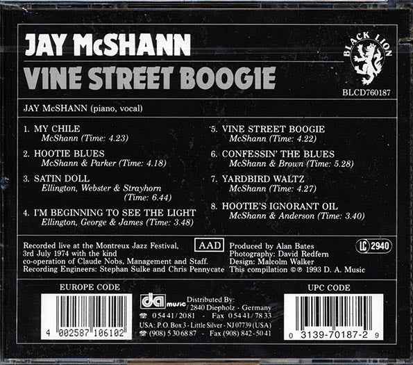 Jay McShann - Vine Street Boogie (marked/ltd stock)