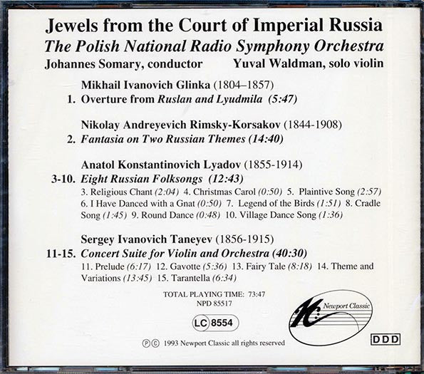 Johannes Somary, The Polish National Radio Symphony Orchestra - Jewels From The Court Of Imperial Russia