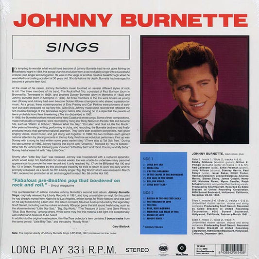 Johnny Burnette - Sings (+2 bonus tracks) (ltd. ed.) (180g)