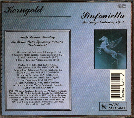 Korngold, Gerd Albrecht, The Berlin Radio Symphony Orchestra - Sinfonietta For Large Orchestra, Op. 5