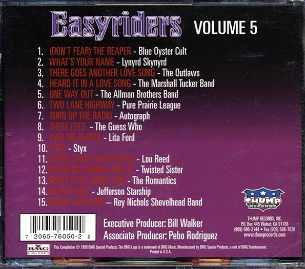 Lynyrd Skynyrd, Blue Oyster Cult, Lou Reed, Styx, The Allman Brothers Band, Etc. - Easyriders Volume 5
