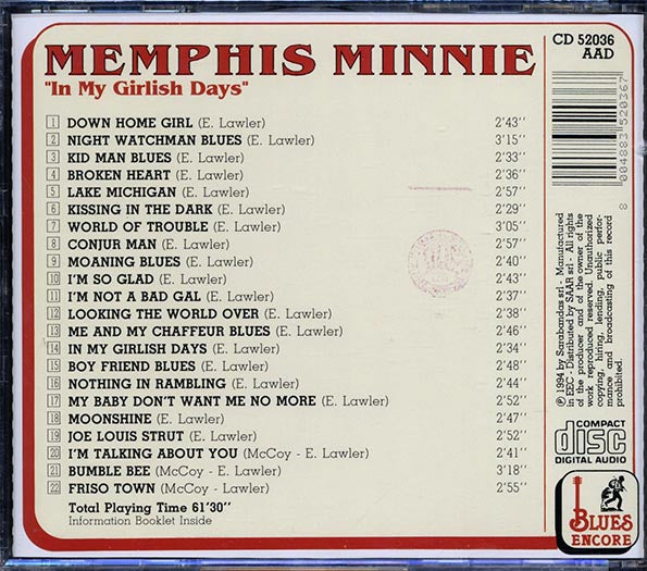 Memphis Minnie - In My Girlish Days (22 tracks)