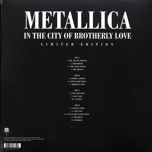 Metallica - In The City Of Brotherly Love: The Electric Factory, Philadelphia, November 23rd, 1998 (ltd. ed.) (2xLP) (red vinyl)