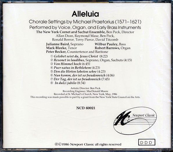 Michael Praetorius, The New York Cornet & Sacbut Ensemble, Julianne Baird, Wilbur Pauley, Mark Bleeke, Robert Barrows, Peter Becker - Alleluia