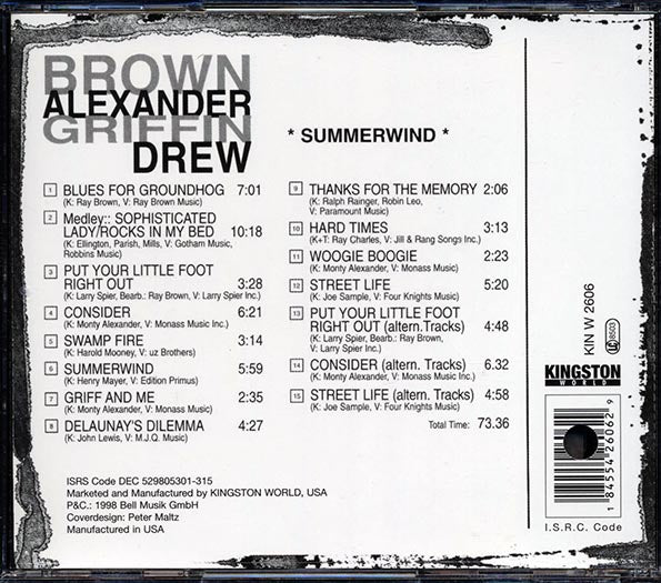 Monty Alexander, Ray Brown, Johnny Griffin, Martin Drew - Summerwind (marked/ltd stock)