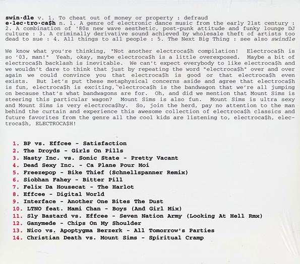 Mount Sims - The Great Electrocash Swindle: Non-Stop Mix By Mount Sims (marked/ltd stock)