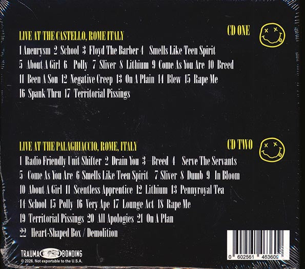 Nirvana - Rome As You Are: Live At Castello, Rome 1991 + Live At The Palaghiaccio, Rome 1994 (2xCD) (deluxe 3-fold digipak) CD