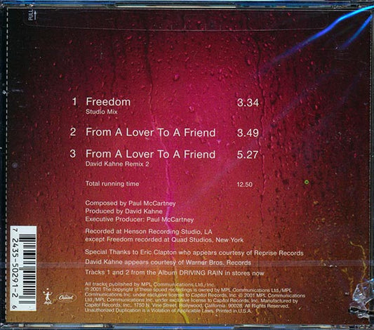 Paul McCartney - Freedom + From A Lover To A Friend (3 Track EP) (marked/ltd stock)