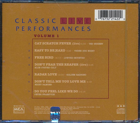 Peter Frampton, Blue Oyster Cult, Three Dog Night, Lynyrd Skynyrd, Etc. - Classic Live Performances Volume 1