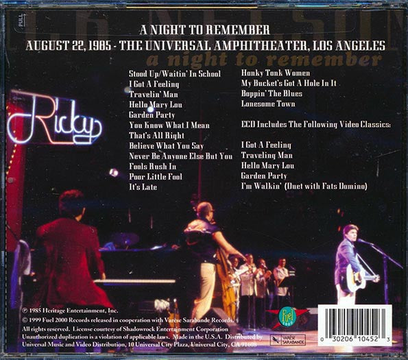 Rick Nelson - A Night To Remember: Live At The Universal Amphitheater Los Angeles 1985 (marked/ltd stock)