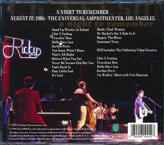 Rick Nelson - A Night To Remember: Live At The Universal Amphitheater Los Angeles 1985 (marked/ltd stock)