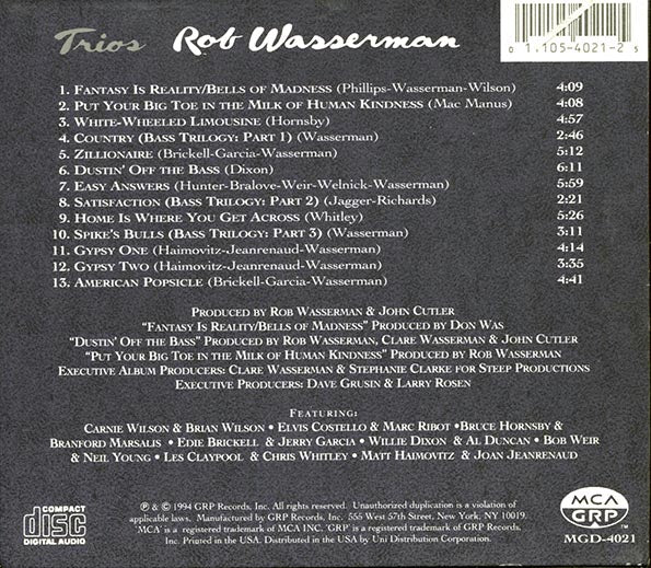 Rob Wasserman - Trios (marked/ltd stock)
